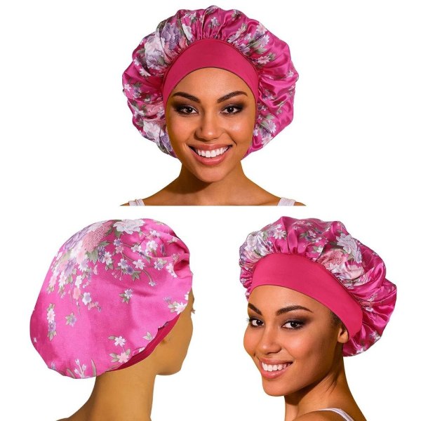 Satin Sleep Cap Silkeaktig Satin Bonnet ROSA pink