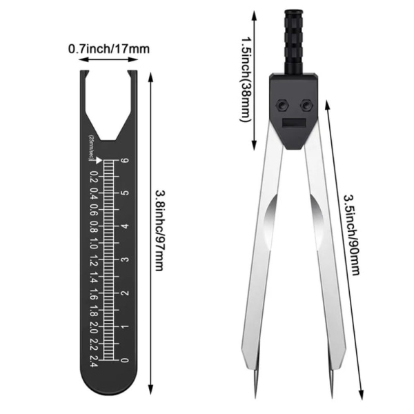 Drafting Divider Måleverktøy EKG Calipers BLÅ Blue