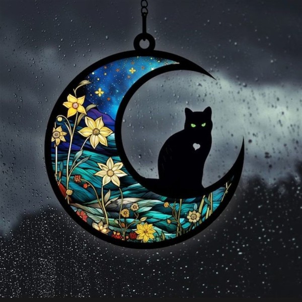 Halloween Cat Charms Måneformede kattedørskranse H H H