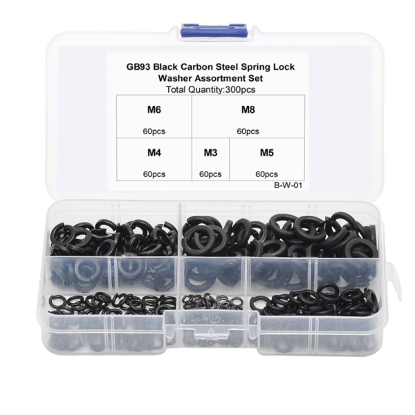 300st Fjäderlåsbrickor Sortimentssats Split Lock Bricka Set