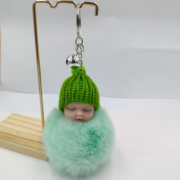 3 STK Sovende Baby Nøglering Strikket Hat Nøglering GRÅ grey