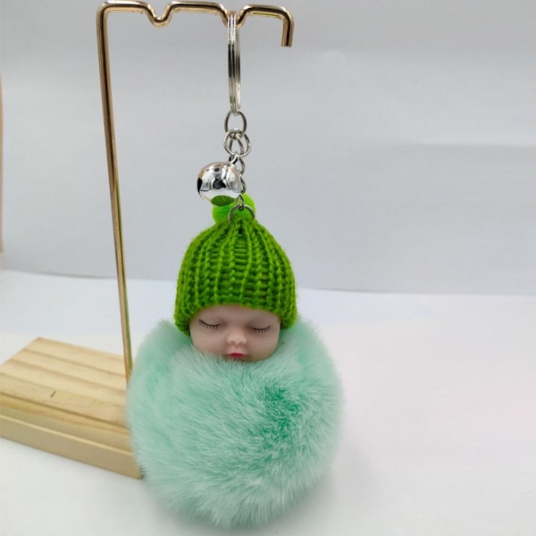 3ST Sleeping Baby Nyckelring Stickad Hatt Nyckelring GRÖN green