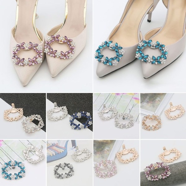 Rhinestone Shoe Clip Shiny Dekorative Clip GRÅ Grey