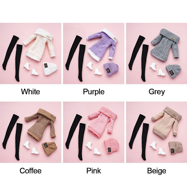1 Set Dockor Byxor Vinterkläder Tröjor ROSA Pink