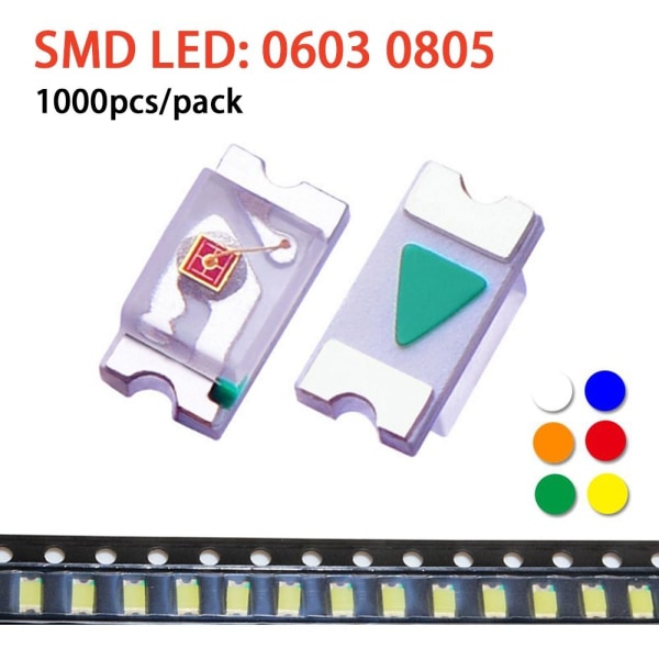 1000 stk SMD LED lysdiode RØD 1000PCS-0603 red 1000pcs-0603-1000pcs-0603