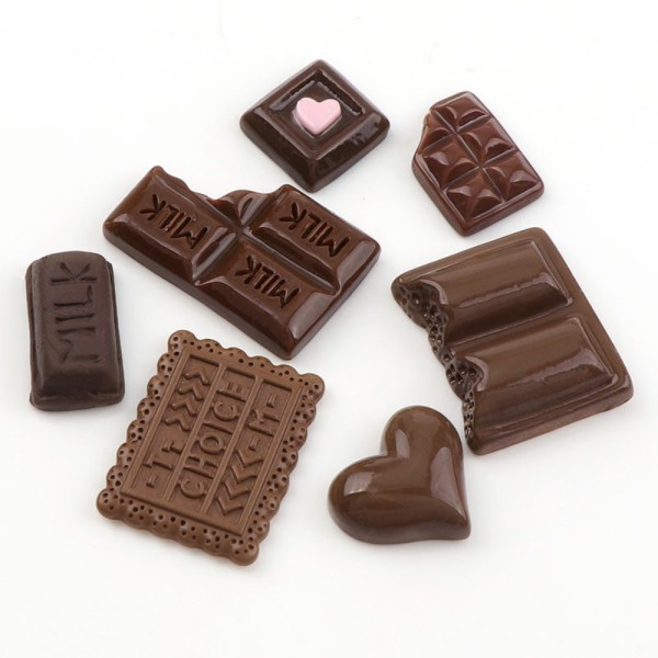 60 Stk Simulering Chokolade Charm Chokolade Resin Flatback Fake
