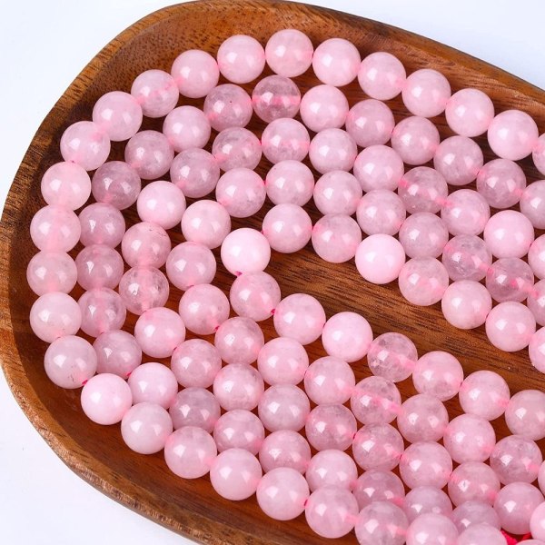 90st 8 mm Ädelstenspärlor Natural Rose Quartz Lös Pärla