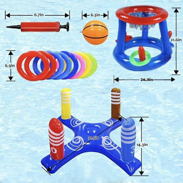 Oppustelig ring, kastering, spil Flydende pool legetøj SET-4 Set-4