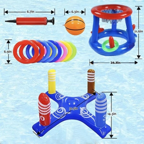 Uppblåsbar Ring Kasthylsa Spel Flytande poolleksaker SET-3 Set-3