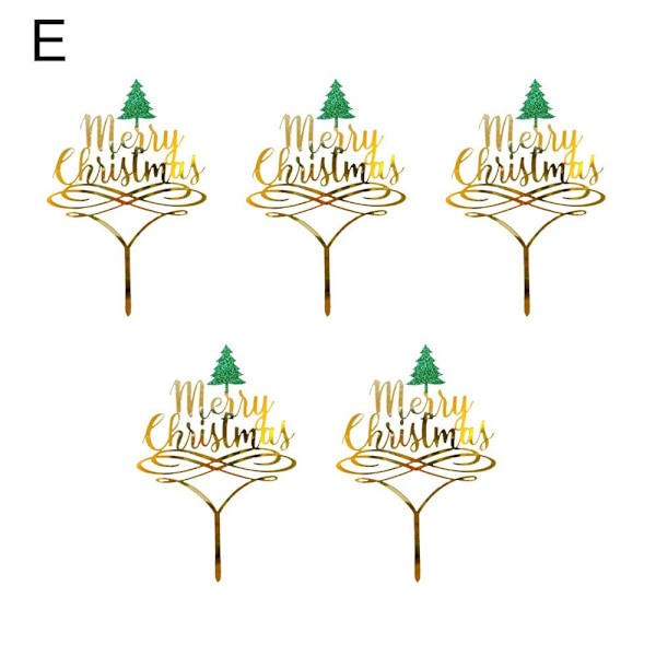5 STK Akryl Merry Christmas Tree Cake Topper E