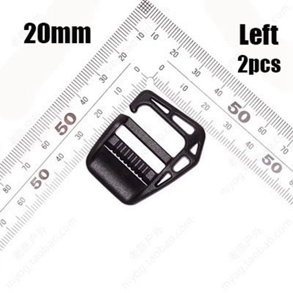 2st Webbing Rem Spänne Slider Fästelement 20MMVÄNSTER VÄNSTER 20mmLeft