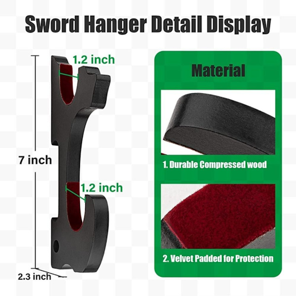 Erillinen seinään kiinnitettävä miekkateline Sword Hook 3 KERROS