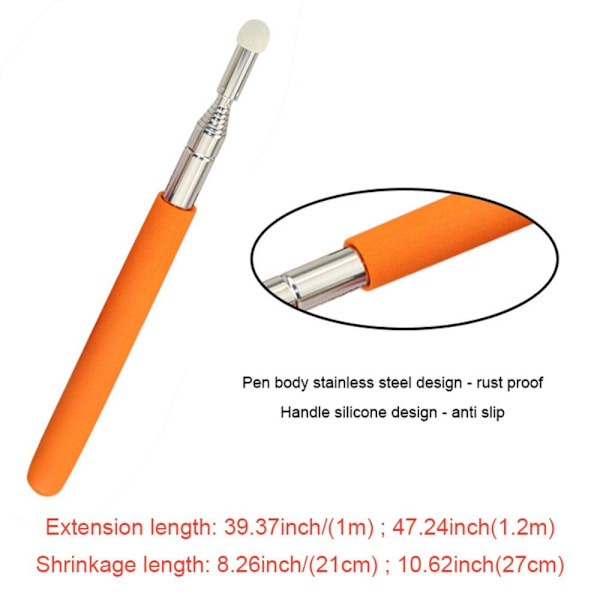 Optrækkelig Teaching Stick Whiteboard Pointer Pen SORT 1M 1M Black 1m-1m