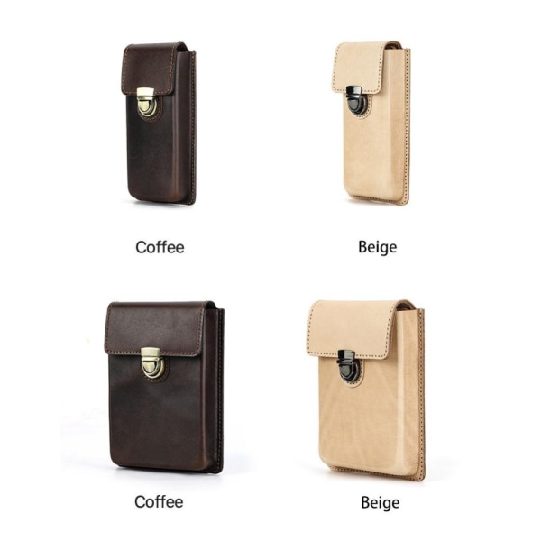 Penneetui i ægte læder Blyantpose KAFFE 3 PLACER 3 PLACER Coffee 3 Slots-3 Slots