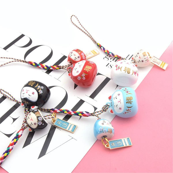 Dobbelt Lucky Cat Pendant Japansk Lucky Cat Cat Ornament SORT Black