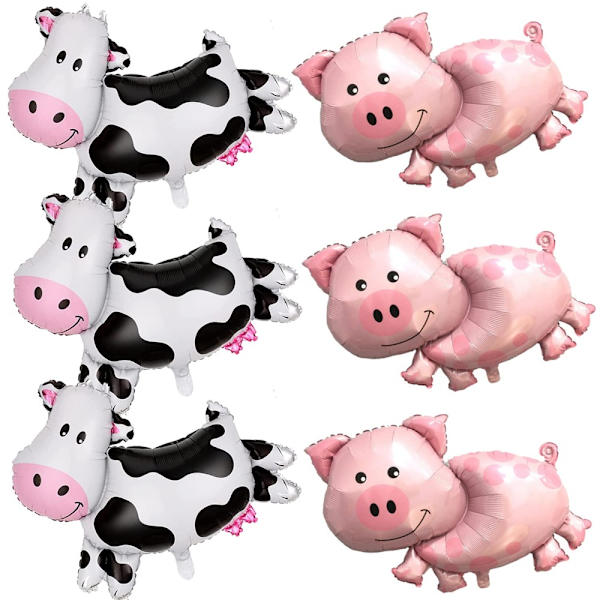 8 STK Farm Dyr Balloner Vandrende Ko Folie Balloner Gris 8pcs