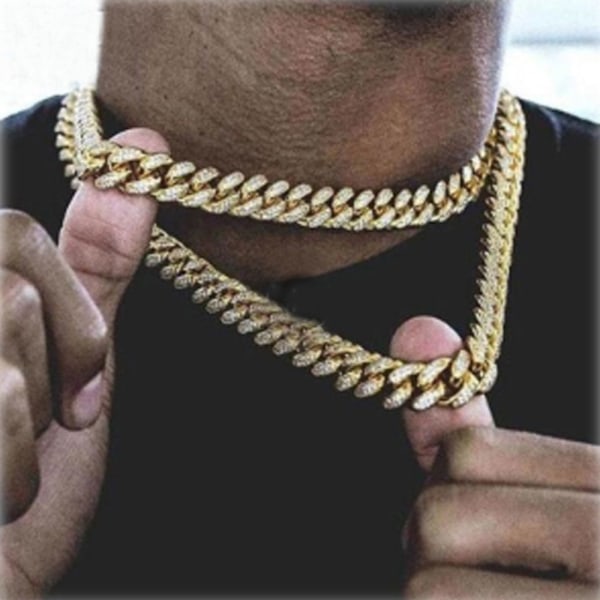 Cuban Halskjede Link Chain Hip Hop GULL-60CM Gold-60cm