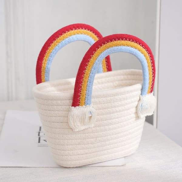 Cotton Rope Woven Bag Handväskor ROSA pink