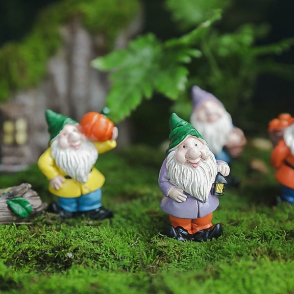 2 STK Mini Gnome Figurer Miniatyr Dverger Statue 6 6 6