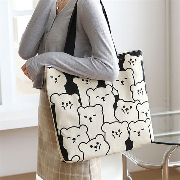 Mode damväska med stor kapacitet Canvas handväskor black