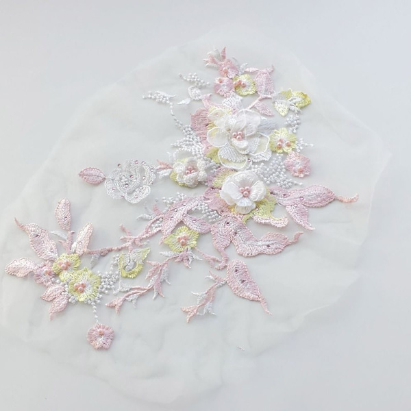 3D Spetsblommor Bröllopsklänning Trim 1 1 1