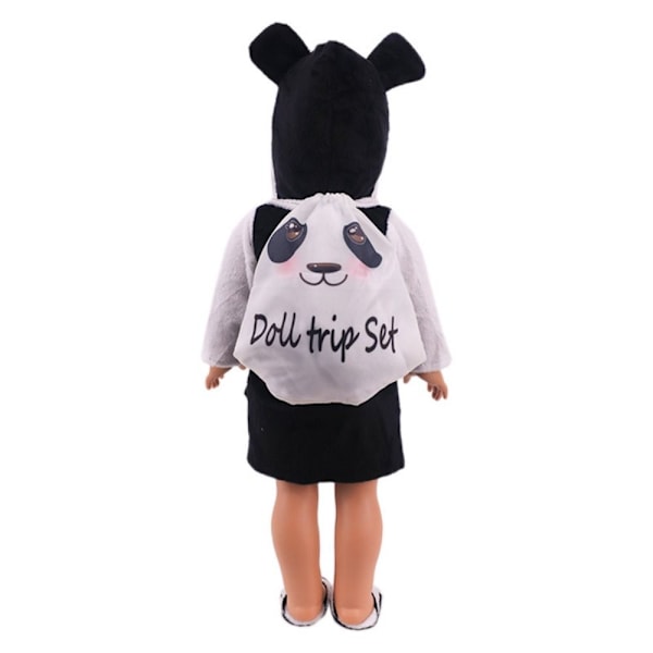6ST Docka Sovsäck Set Kudd Patch Tofflor PANDA PANDA panda