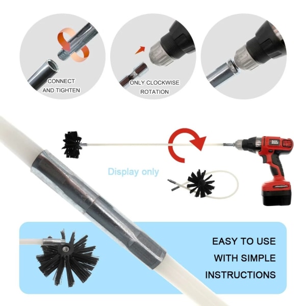Fleksibelt skorsteinsfeiesett Røykrørsfeiebørste og stang 9/410MM 9/410mm
