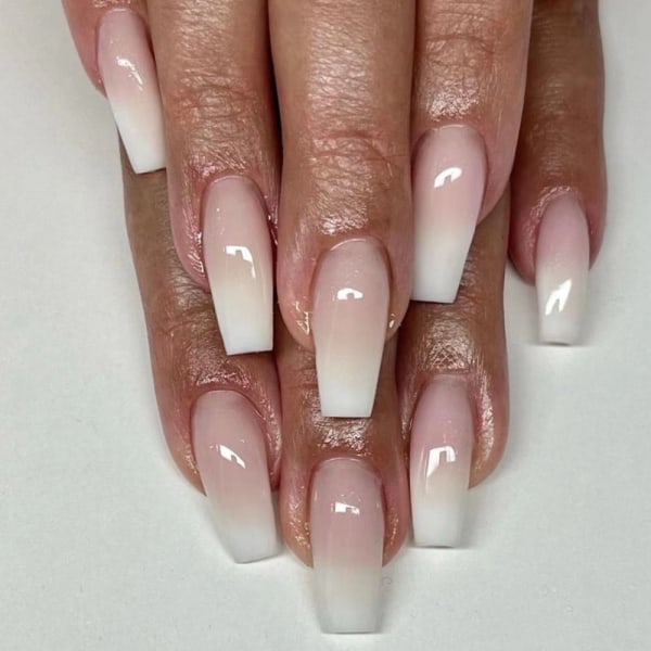 24 kpl Fake Nails Long French Ballerina JP2351