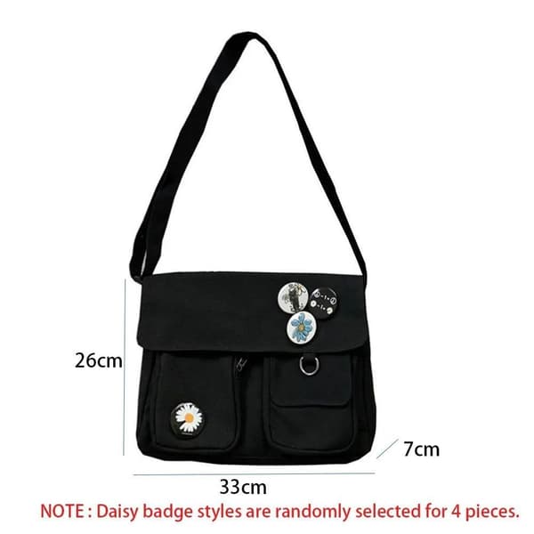 Shopper Totes Väskor Canvas Messenger Väska SVART Black