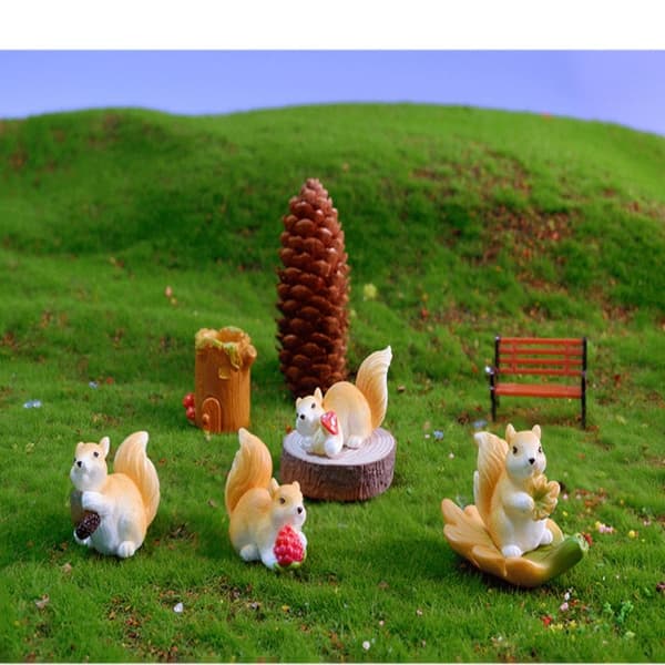6st Ekorrdjursfigur Mini Ekorrfigur LÖNLÖV Maple Leaf