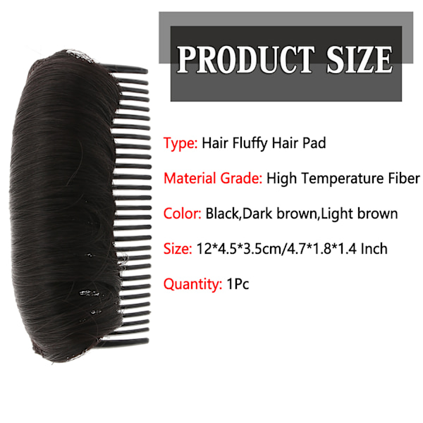 1 / 3st osynligt falskt hårklämma fluffigt BRUN brown
