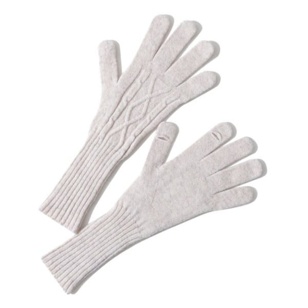1 par strikkede hansker Berøringsskjermhansker HVIT White