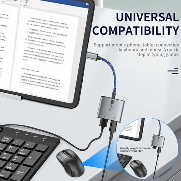 Type-C OTG-sovitin USB 3.0 -jakaja MUSTA Black