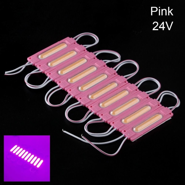 10 STK LED Modul COB Lys PINK 24V PINK 24V pink 24V