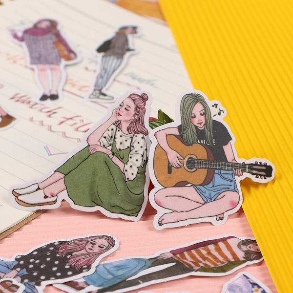 100/171 ST Mori Girls Stickers Cartoon Silhouette Paster