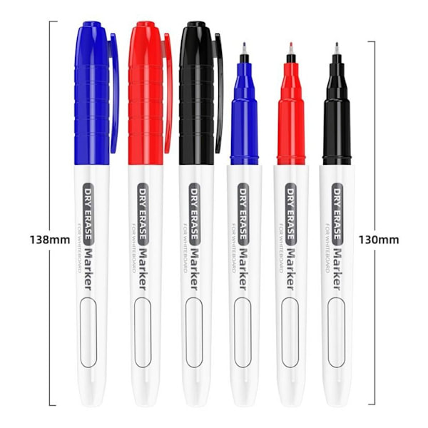6 stk/sæt Whiteboard Pen Sletbar RØD red