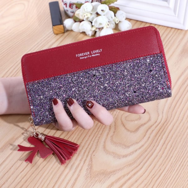 Dame Glitter Pung Lang lynlås Pung PINK Pink