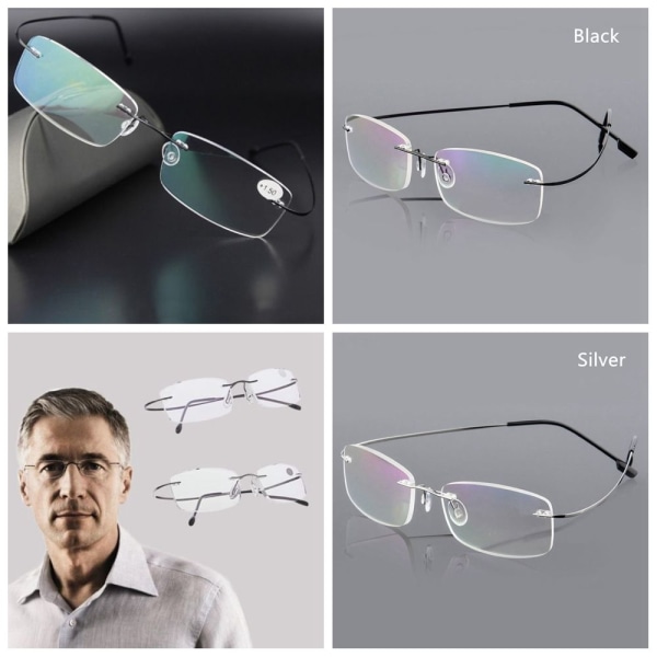 Læsebriller Brillehukommelse Titanium BLACK STRENGTH-250 black Strength-250