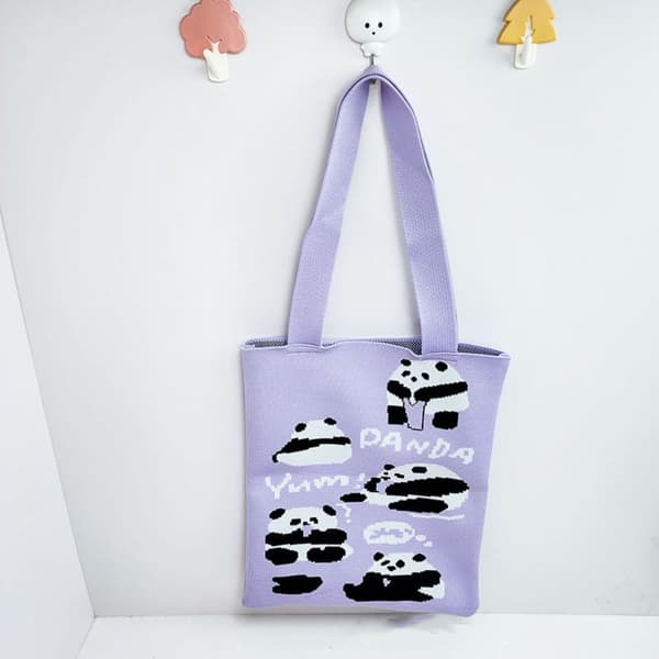 Handvävd väska Ullstickning Axelväskor LILA purple