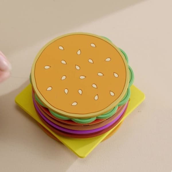 8 stk/sett Burger Shape Coaster Cup Pad Isolasjonsmatte