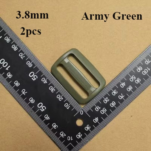 2stk Tri Glide Slider Ladder Låsespænder ARMY GREEN 3,8MM Army Green 3.8mm