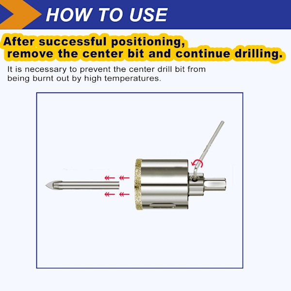 Hullåpner med Center Drill Positioning Glass Hull Åpner