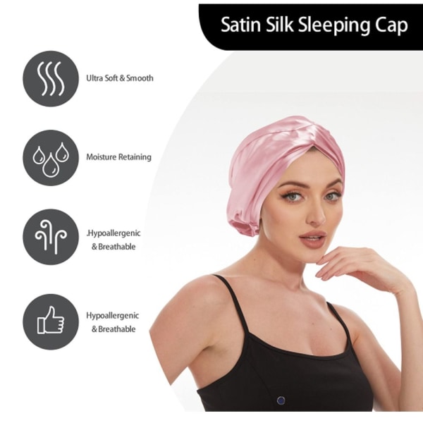 Satin Sleep Cap Silkeagtig Satin Bonnet GRÅ grey