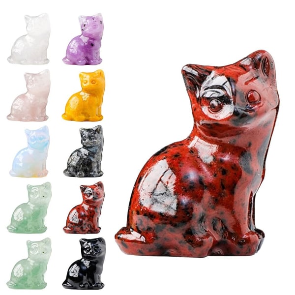 Naturlig krystall kattefigur Fortune Cat Statue 7 7 7