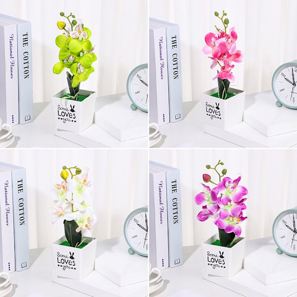 Konstgjord orkidéfjäril naturtrogen blomma Bonsai vit