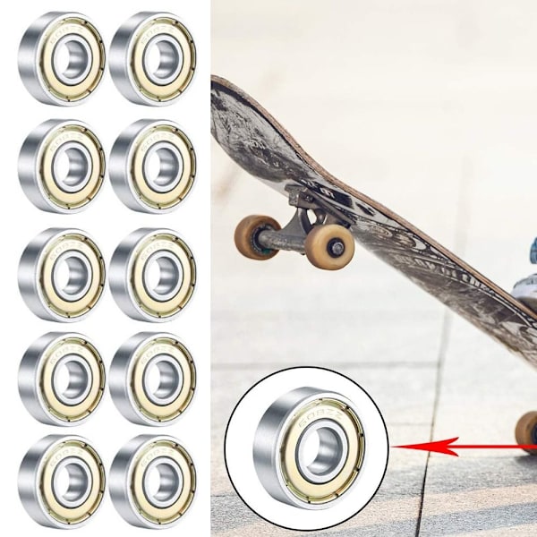10 stk Skateboard lejer Dobbeltskærmet kugleleje 608ZZ 608ZZ