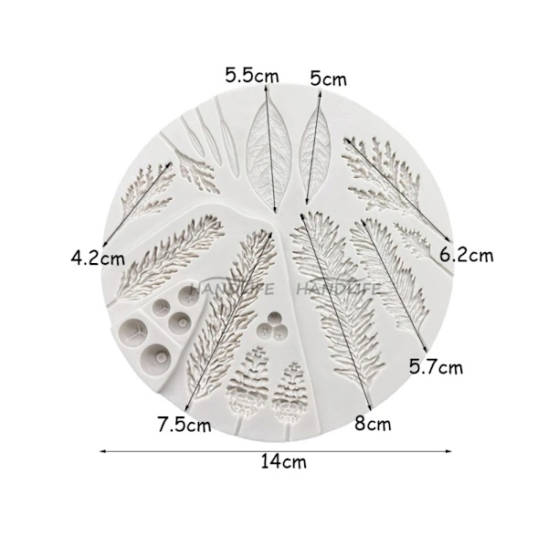 Pine Leaf Silikonform Fondant Kakeform E E E