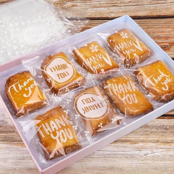 200 stk Takk klare poser Cookie Godteripose Cellofanpose 200Pcs