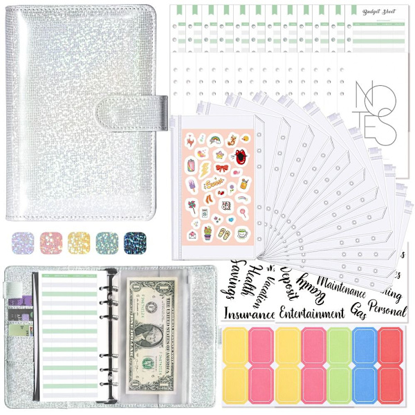 Savings Challenge Binder Säästökirja SILVER silver