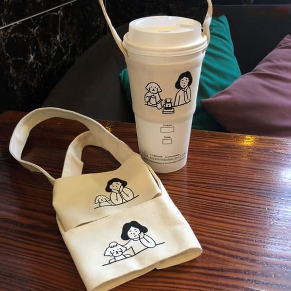 Lerretskoppholder kaffe-te-kruspose 3 3 3